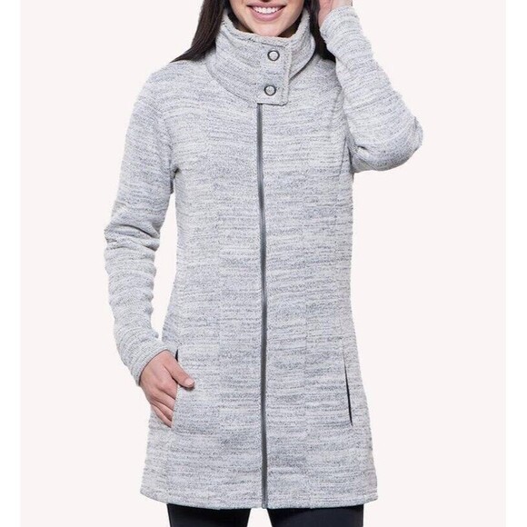 Kuhl Women's Alaska Long Sweater Jacket Gray Full Zip Knit Outdoor Fleece Small‎ - Picture 8 of 12